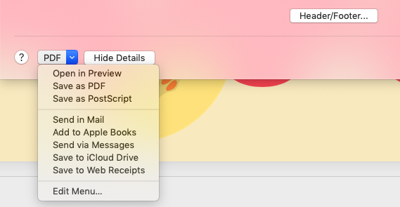 Saving as a PDF file in Mac