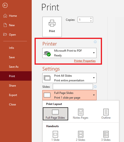 How to print PowerPoint with notes? -5
