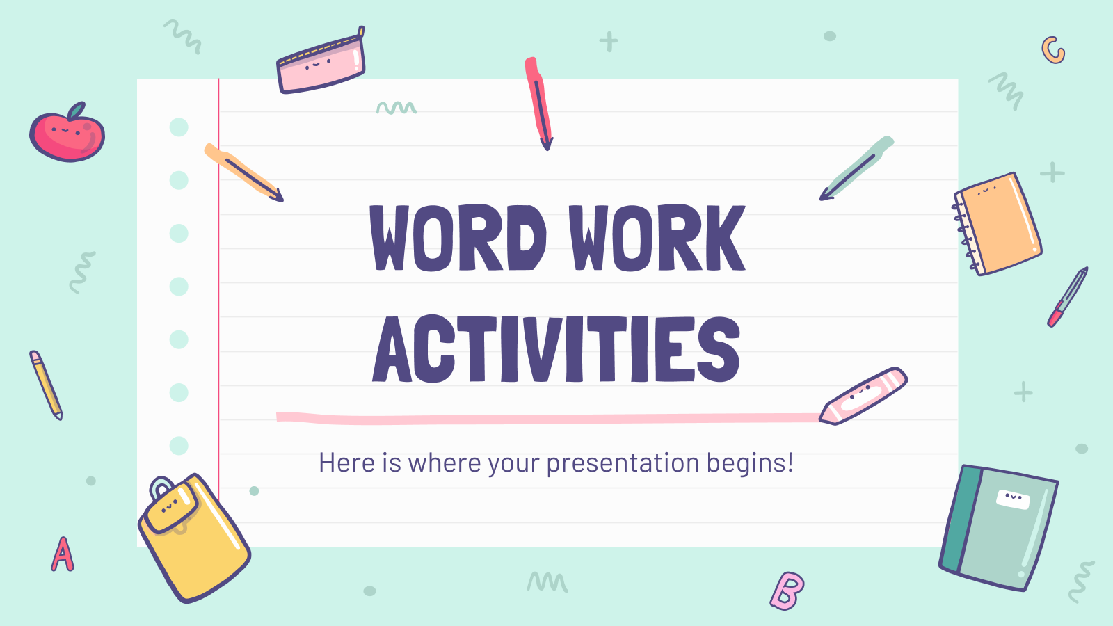 Word Work Activities Powerpoint Template