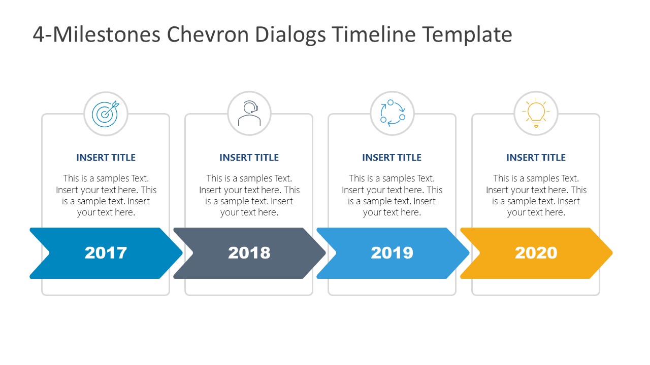 4-Milestones Chevron Dialogs Timeline Template1