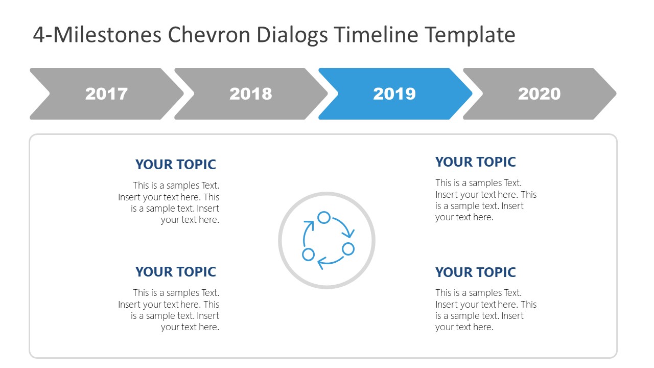 4-Milestones Chevron Dialogs Timeline Template8