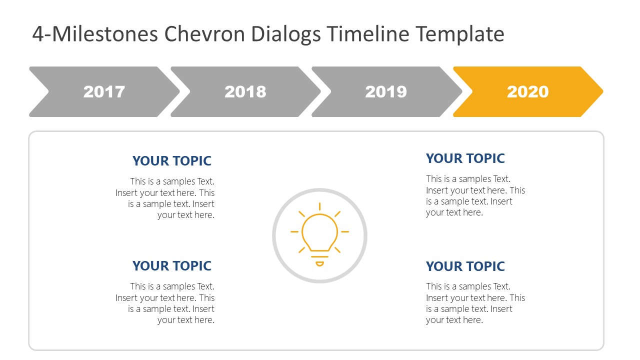 4-Milestones Chevron Dialogs Timeline Template9