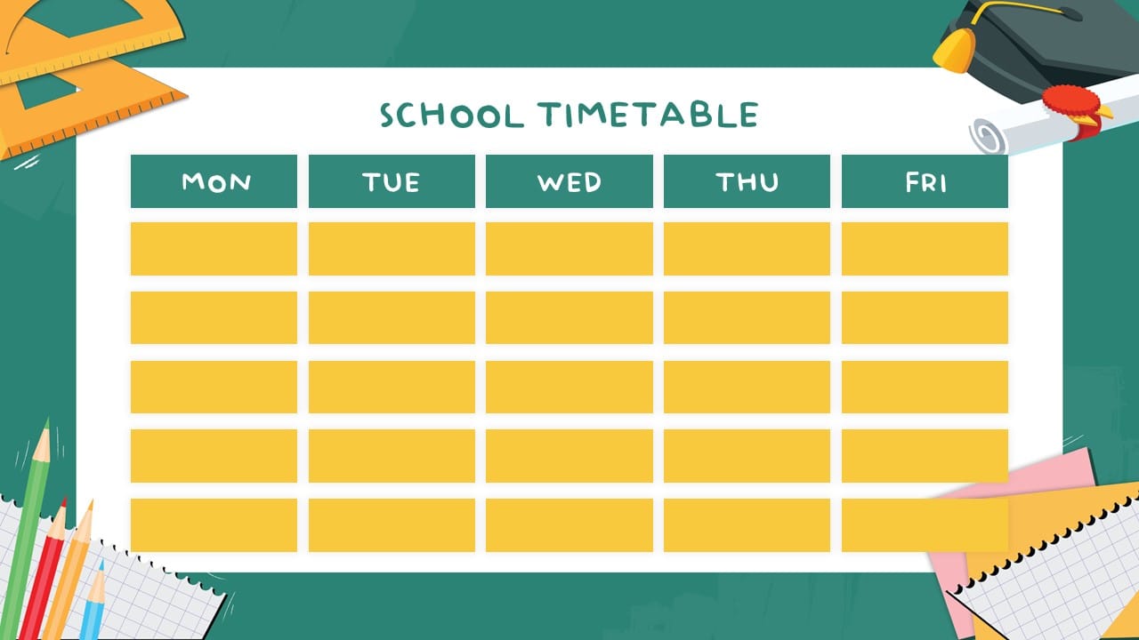 School Timetable PowerPoint Template 5
