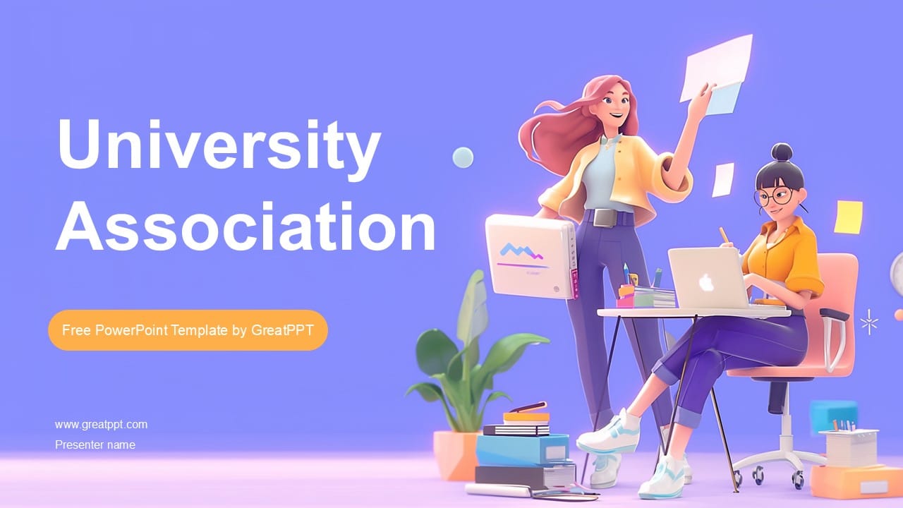 Purple University Association PowerPoint Template 1