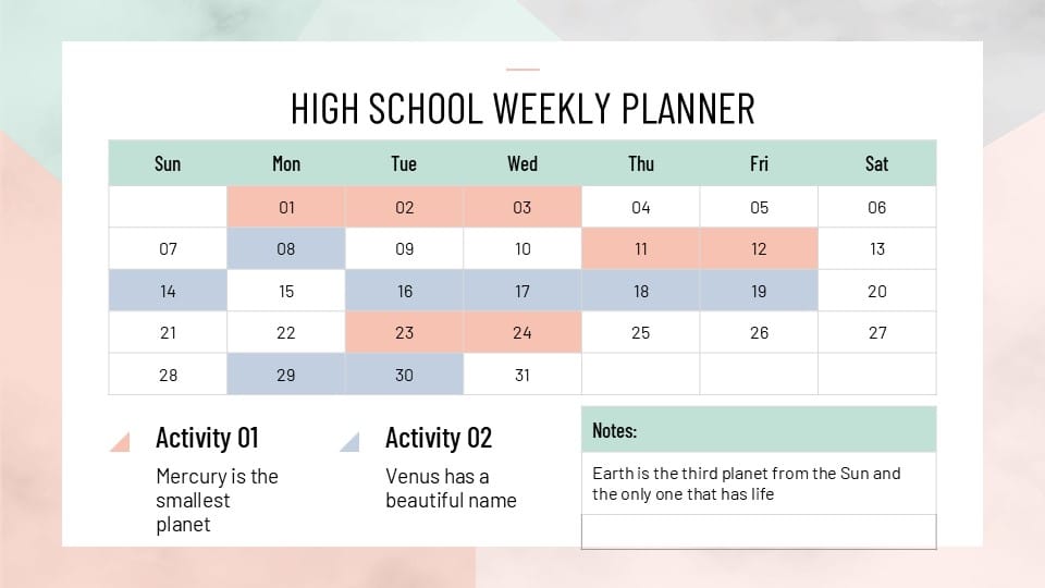 Minimalist High School Weekly Planner Infographics 3