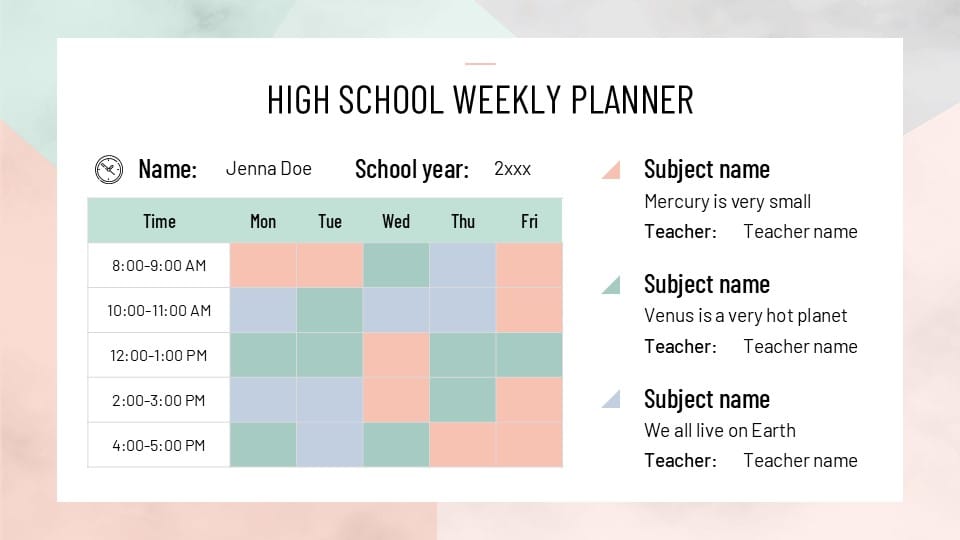 Minimalist High School Weekly Planner Infographics 4