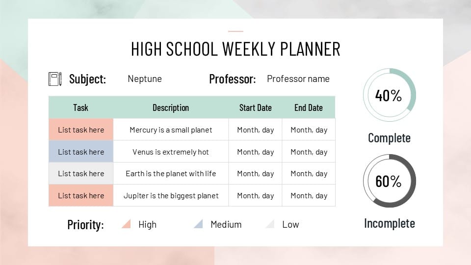 Minimalist High School Weekly Planner Infographics 9
