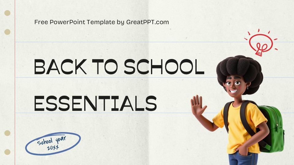 Back To School Essentials Powerpoint Template & Slides Theme 1