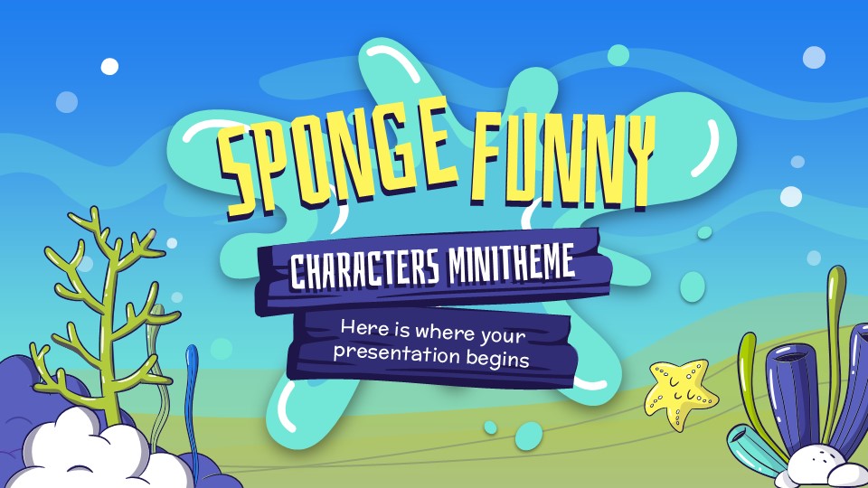 Sponge Funny Characters Powerpoint Template 1