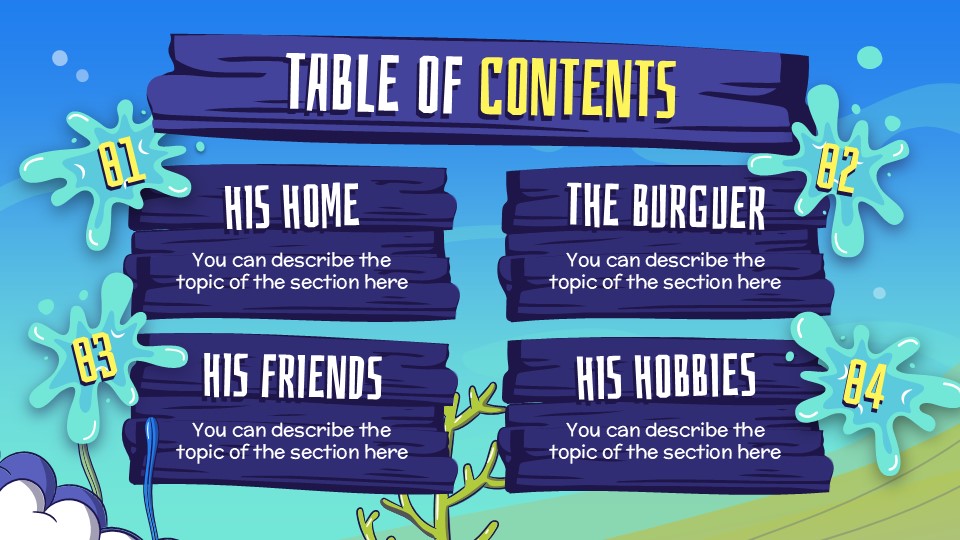 Sponge Funny Characters Powerpoint Template 2