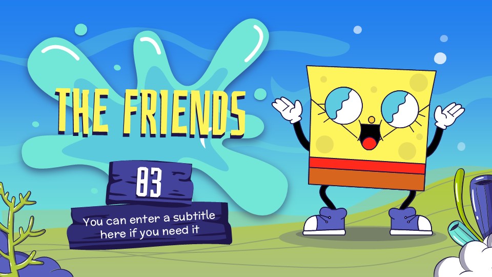 Sponge Funny Characters Powerpoint Template 4