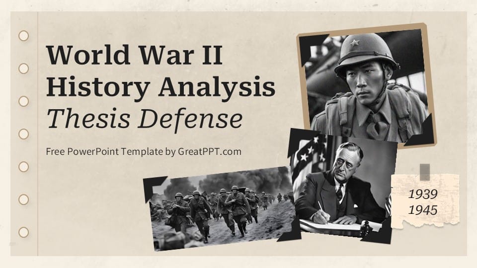 World War II History Analysis Thesis Defense PowerPoint Template 1