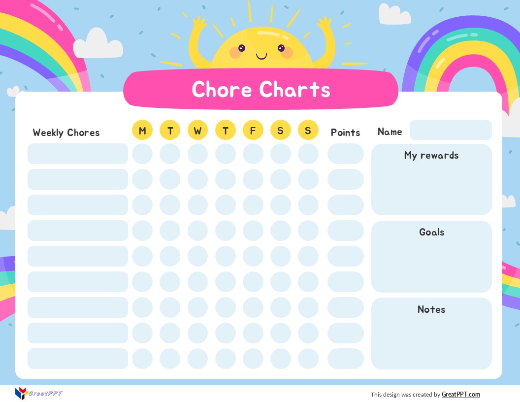 Free Childrens Chore Charts Powerpoint Template 1