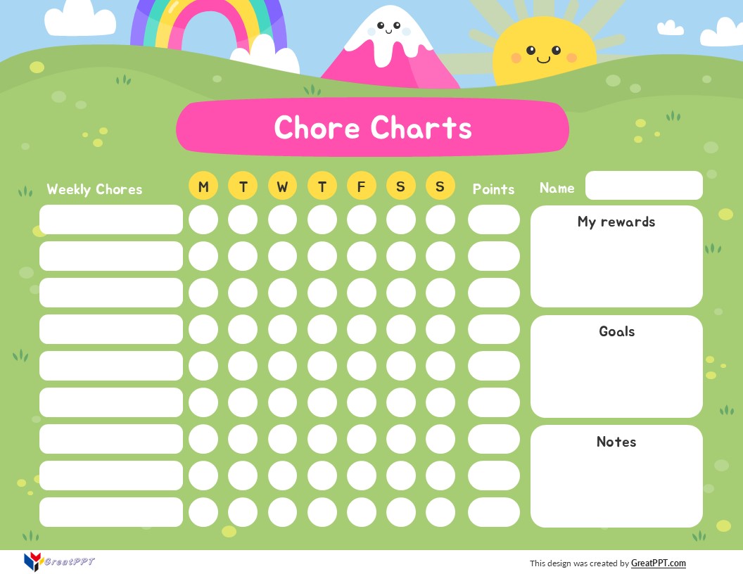 Free Childrens Chore Charts Powerpoint Template 2