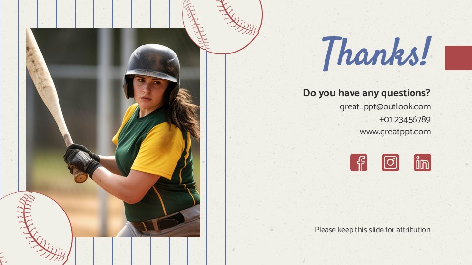 Free American Baseball Team Powerpoint Template 19