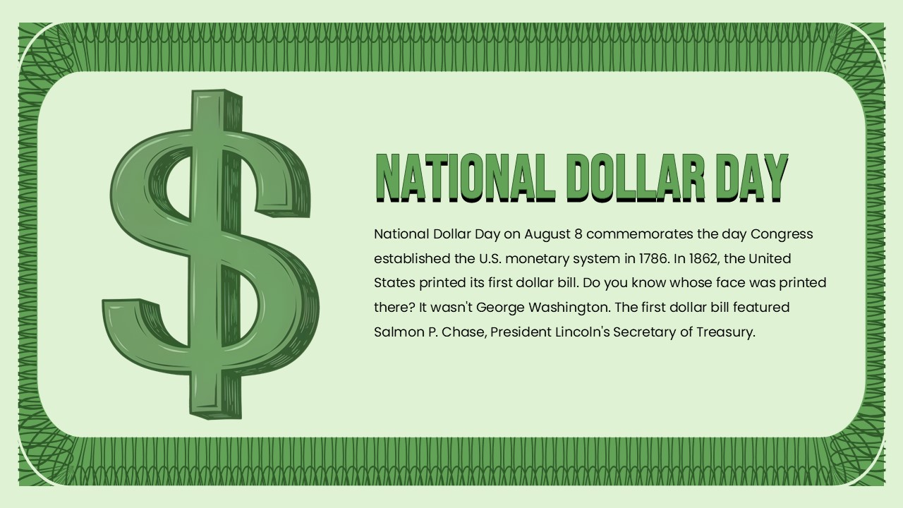 Free National Dollar Day Presentation Template 2