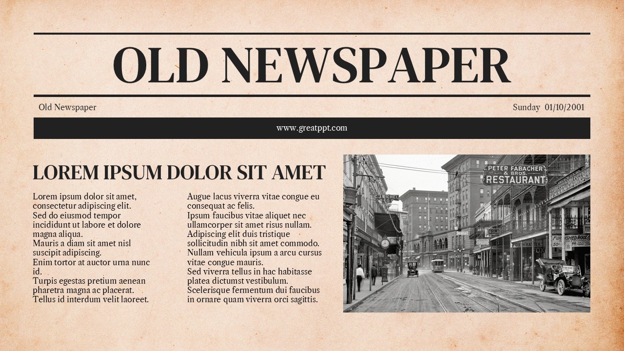 Free Old Newspaper Powerpoint Template 1