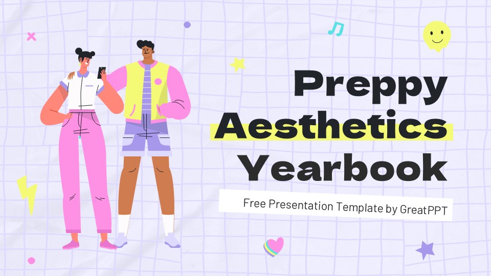 Free Preppy Aesthetics Yearbook Powerpoint Template 1
