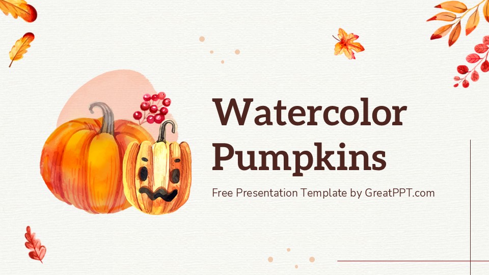 Free Watercolor Pumpkins Presentation Template 1