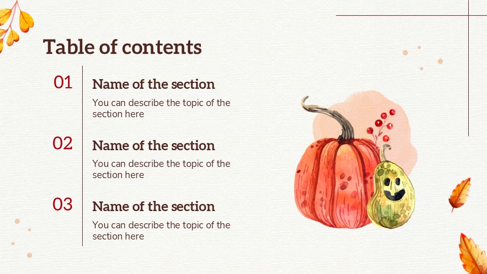 Free Watercolor Pumpkins Presentation Template 2