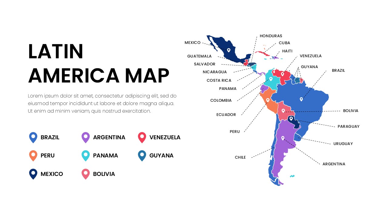 Latin America Map Powerpoint Template White