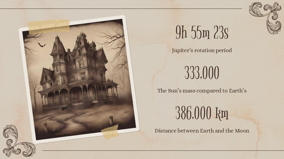 Free Vintage Style Victorian Haunted House Powerpoint Template 19