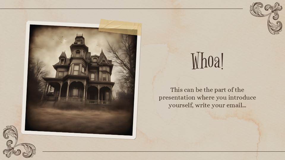 Free Vintage Style Victorian Haunted House Powerpoint Template 3