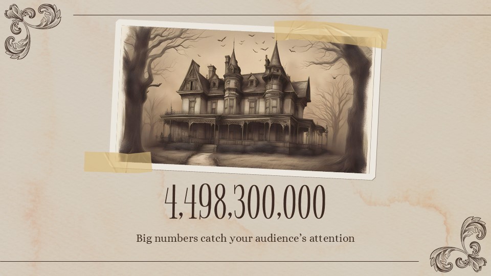 Free Vintage Style Victorian Haunted House Presentation Template 18