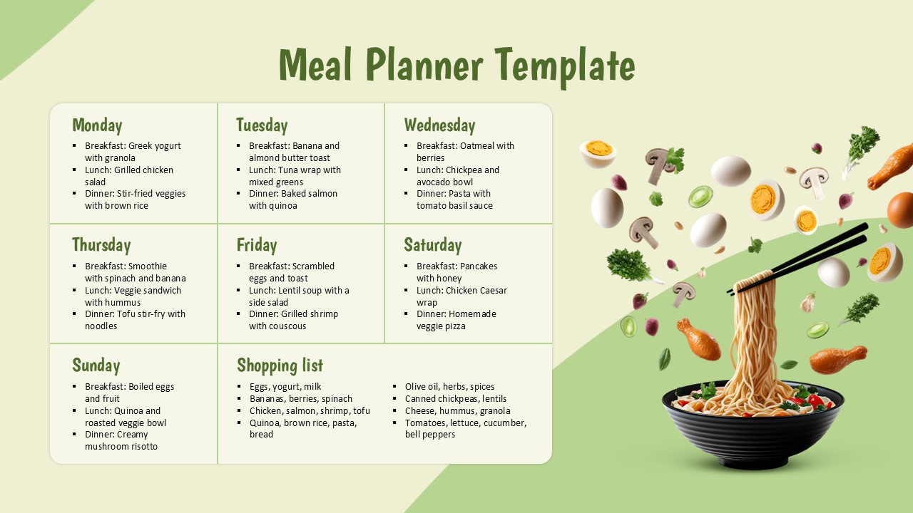 Free Weekly Meal Planner Template For Powerpoint And Google Slides 2