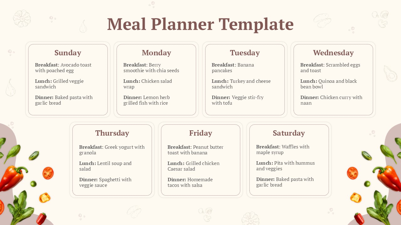 Free Weekly Meal Planner Template For Powerpoint And Google Slides 3