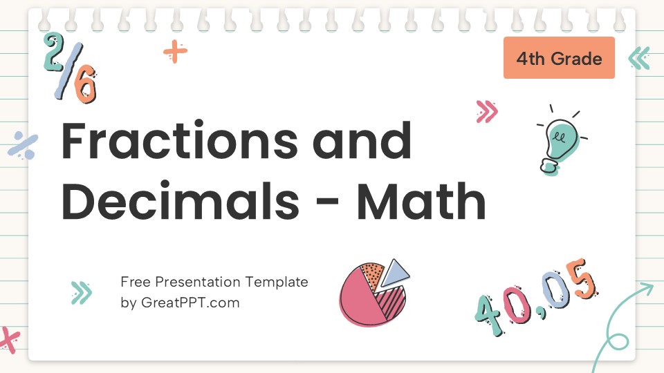 Fractions And Decimals Math 4th Grade Powerpoint Template 1