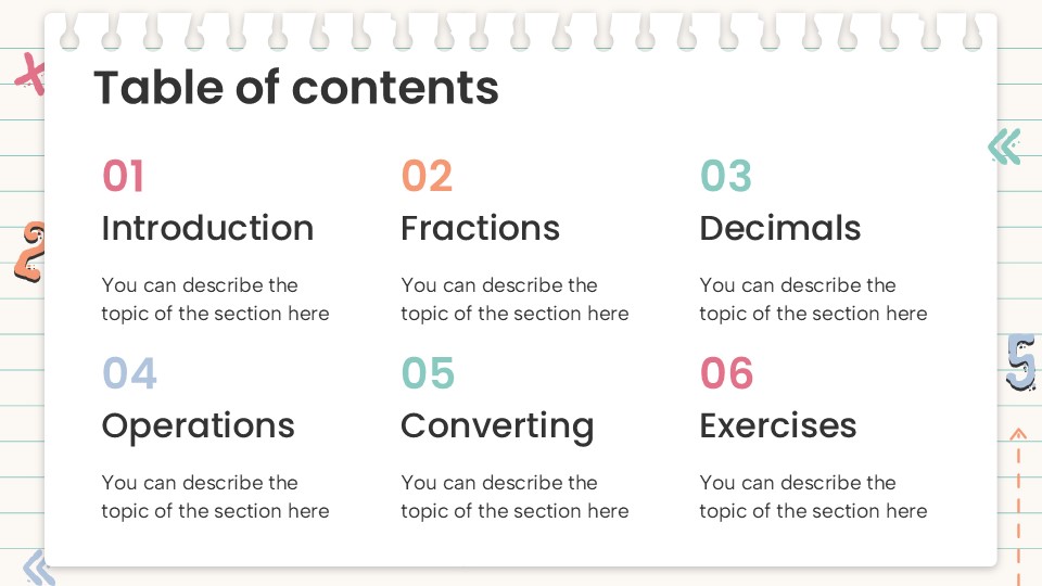 Fractions And Decimals Math 4th Grade Powerpoint Template 2