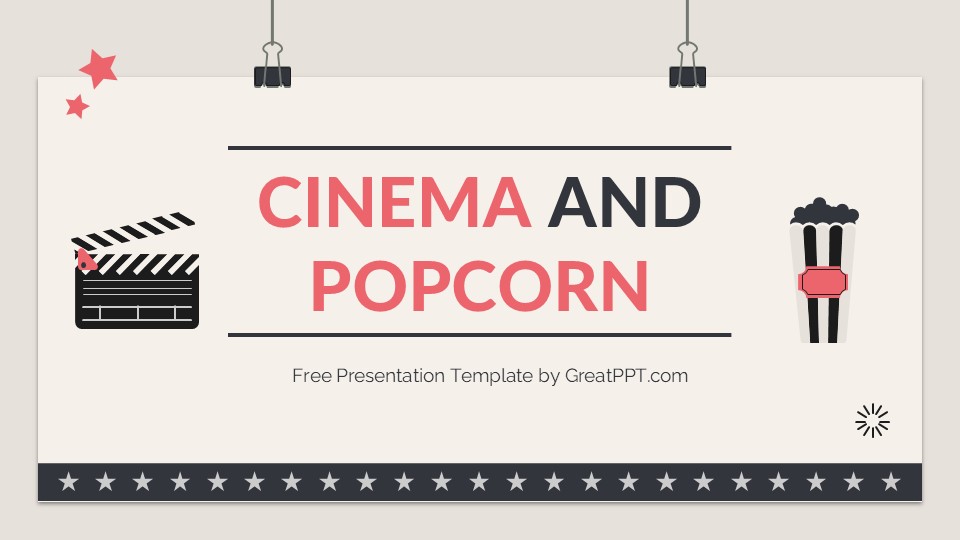 Free Cinema And Popcorn Theme Powerpoint And Google Slides 1
