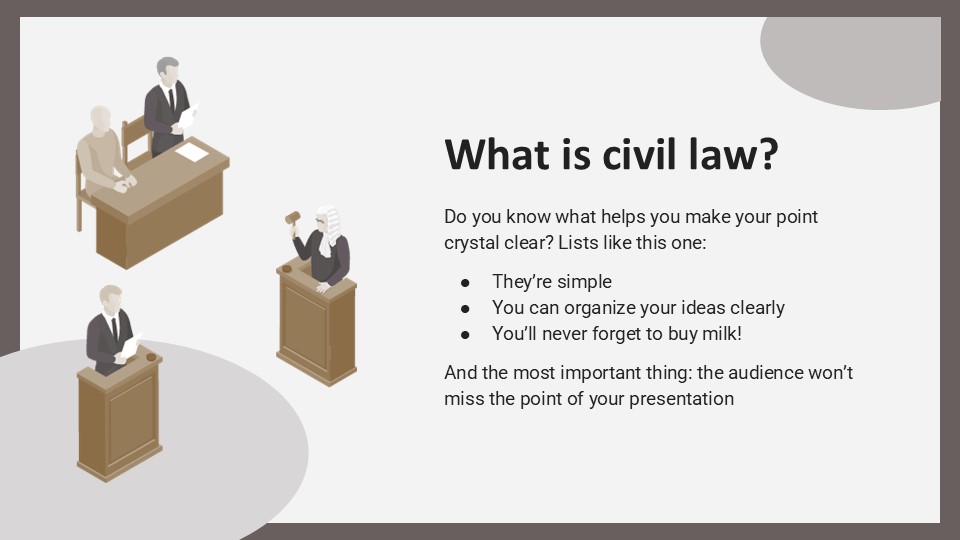 Free Civil Law Studies Bachelor's Degree Presentation Template 6