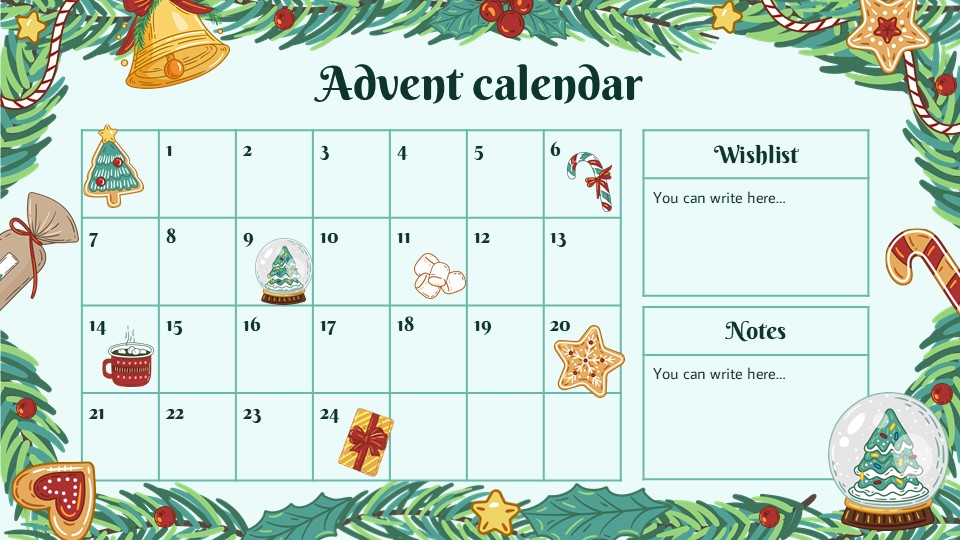 Free Digital Advent Calendar Presentation Theme 3