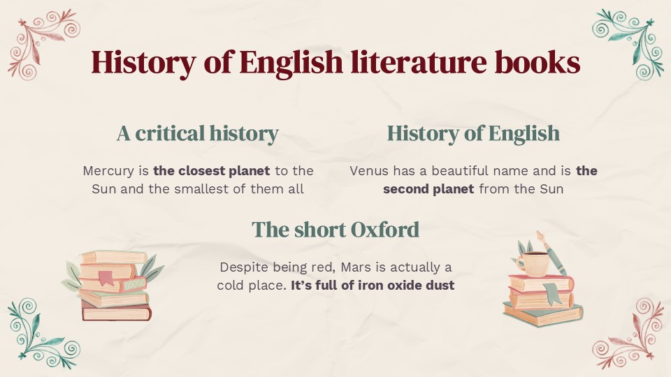 Free English Literature History Powerpoint Template 8