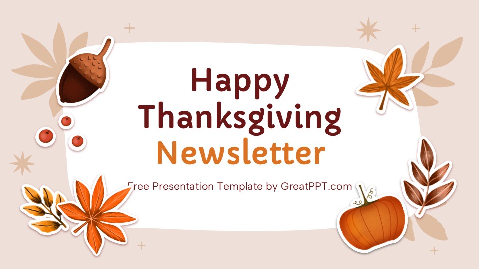 Free Happy Thanksgiving Newsletter Powerpoint Template 1