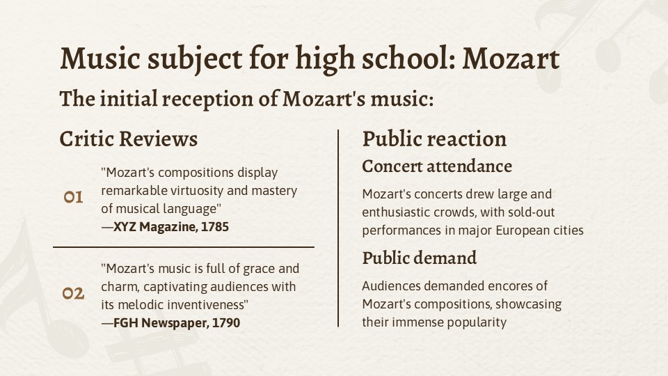 Free Music Subject For High School Mozart Infographics 5