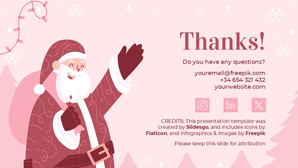Free Pink Christmas Celebration Powerpoint Template 13