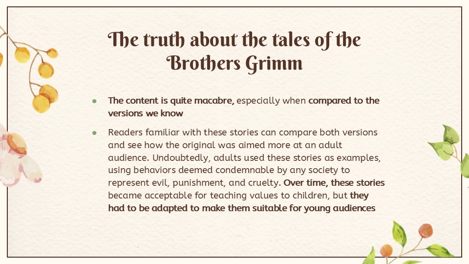 The World Of Grimm Brothers' Fairy Tales Presentation Theme 5