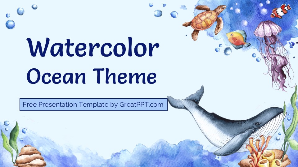 Free Watercolor Ocean Presentation Theme 1