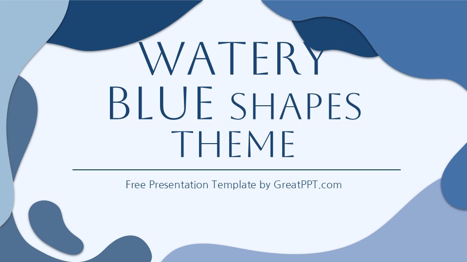 Free Watery Blue Shapes Theme For Powerpoint And Google Slides 1