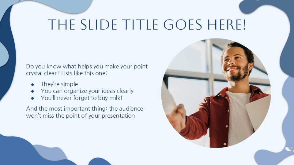 Free Watery Blue Shapes Theme For Powerpoint And Google Slides 6