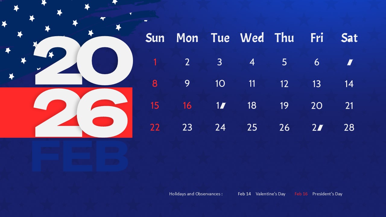 Us 2026 Holidays Calendar Powerpoint 2