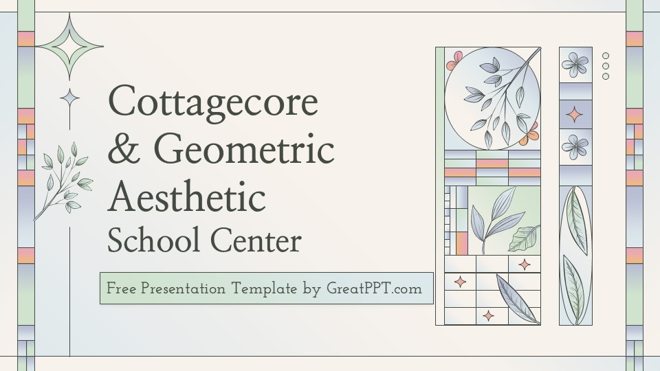 Cottagecore And Geometric Aesthetic School Center Presentation 1