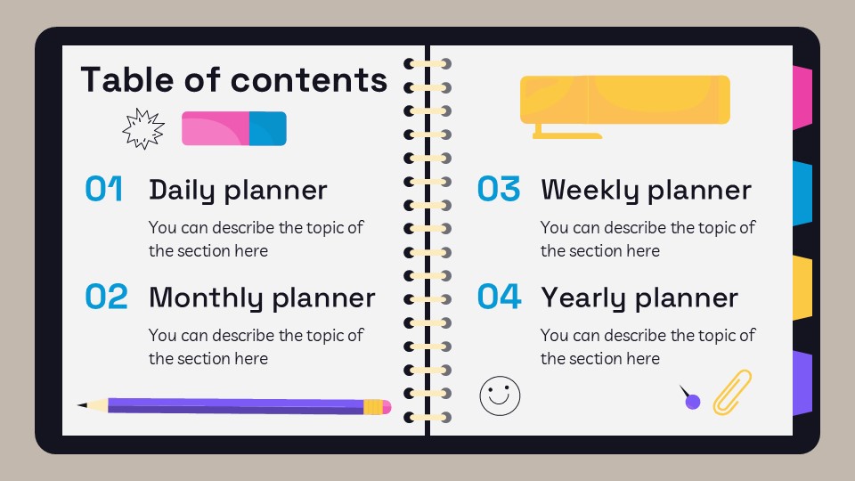 Free Notebook Planners For High School Tests Presentation Theme 2