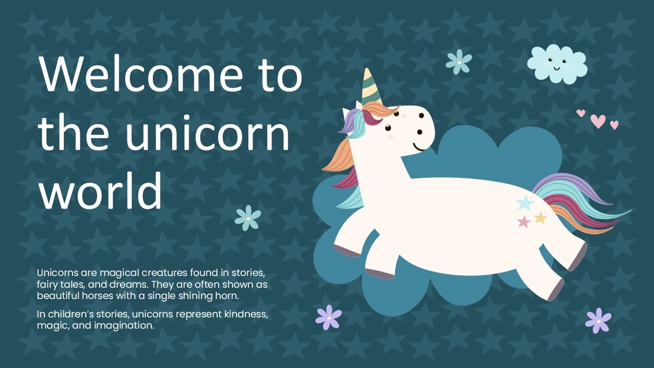 Free Animated Unicorn Presentation Theme 3