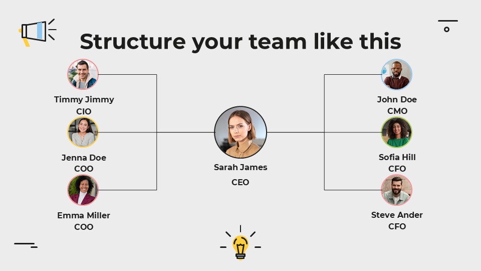 Free Team Hierarchy Powerpoint Template 6